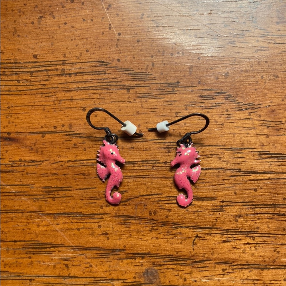 Pink Seahorse Earrings
